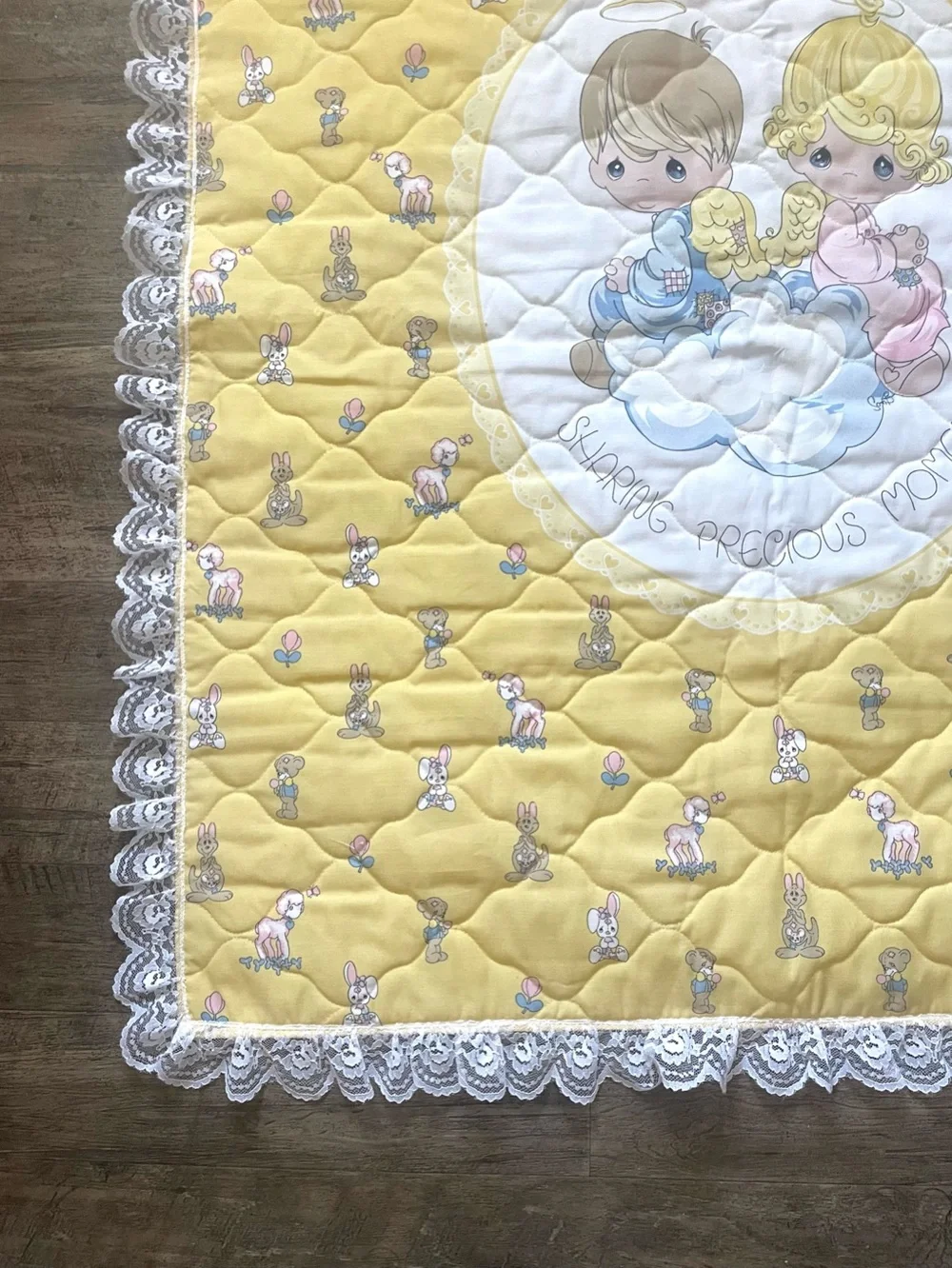 Vintage Precious Moments Quilted Wall Hanging Decor Signed Dated Unisex 36x46